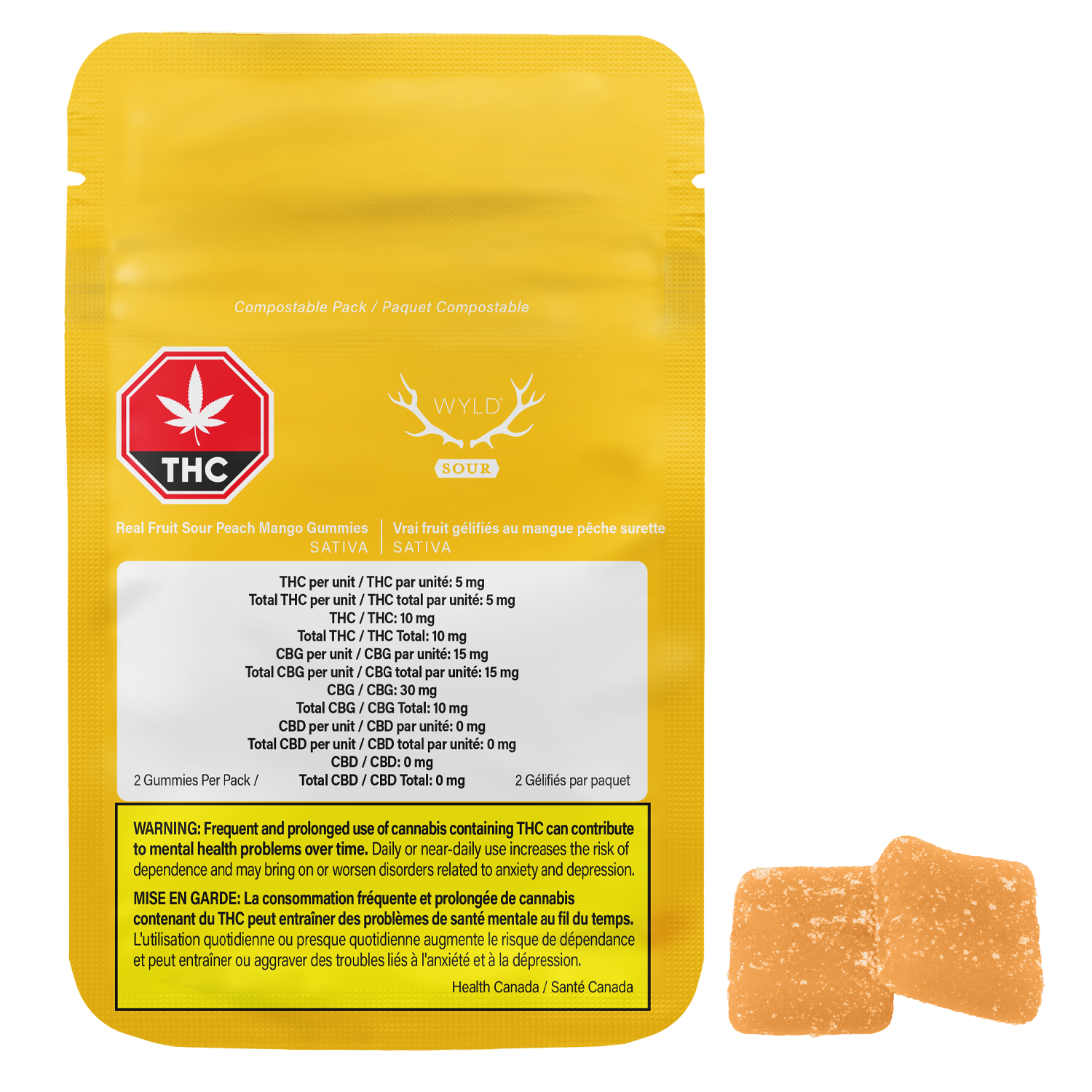 WYLD - Real Fruit Sour Peach Mango Gummies